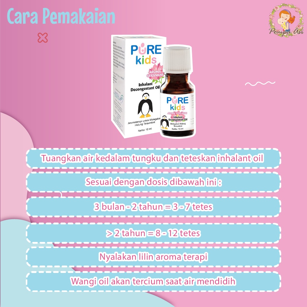 Pure Kids Inhalant Decongestant Oil Aromaterapi Purekids Pure BB Untuk Pilek Hidung Tersumbat Bayi Dan Anak By Mallpompaasi