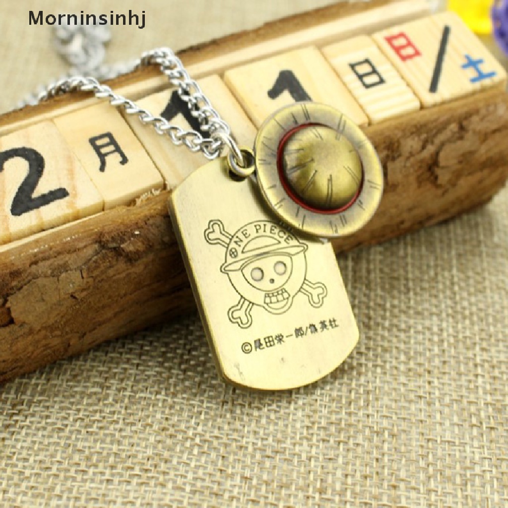 Mornin 1pc Kalung Anime One Piece Luffy Topi Jerami Dan Tengkorak Logo Dog Tag Pendant id