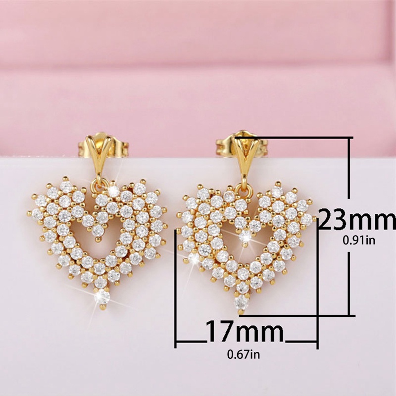 Sparkling Cubic Zirconia Heart Drop Earrings Untuk Wanita Baru Didesain Perempuan Aksesoris Telinga Pesta Pernikahan Perhiasan Trendi