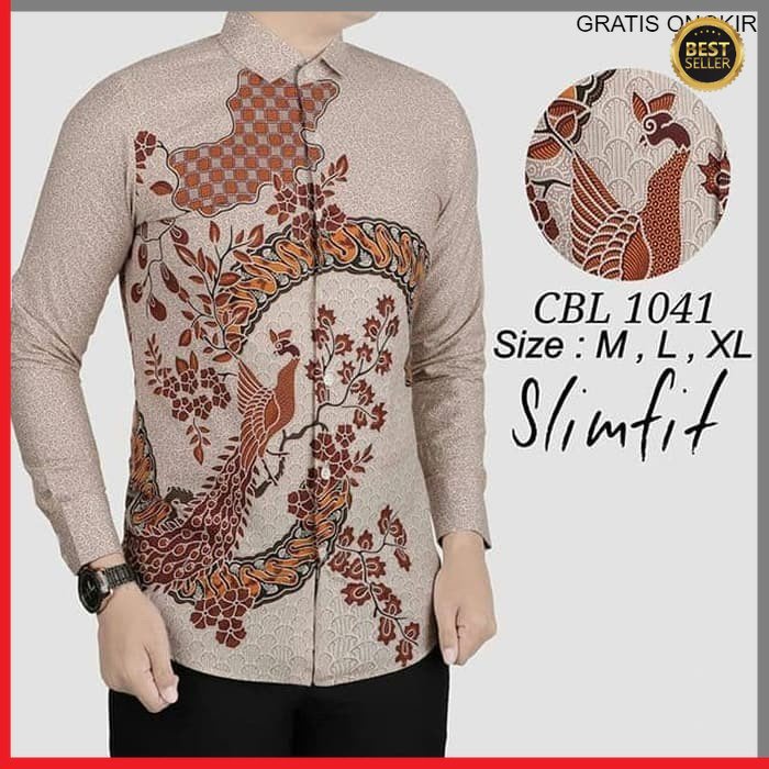 KEMEJA PRIA BATIK LENGAN PANJANG HEM BAHAN KATUN HALUS 40S CBL 1041 BAJU MODERN MEWAH SLIMFIT SLIM FIT BY JAKARTA