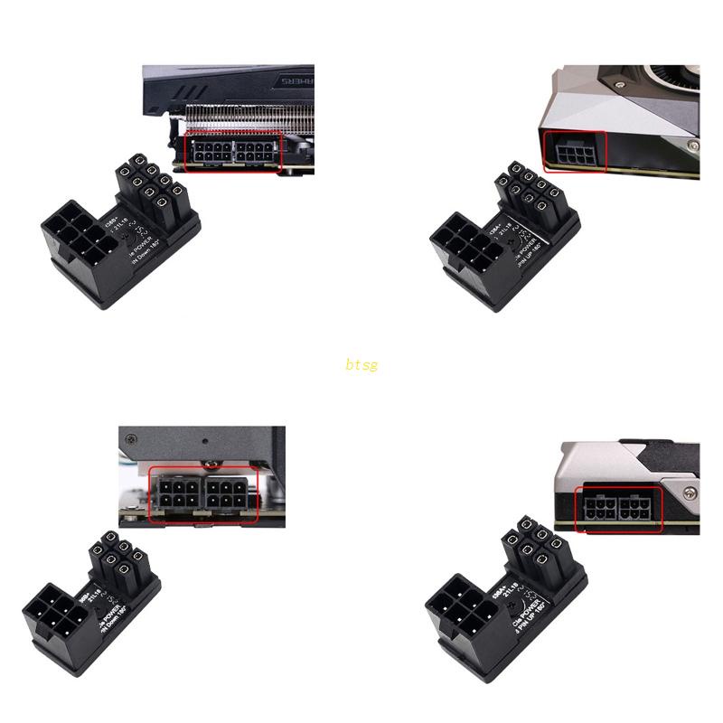 Btsg Atx8/6Pin Female to 8/6Pin Male Adapter Siku 180derajat Converter Untuk Desktop