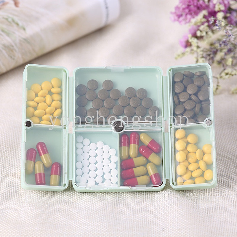 Kotak Pil Mingguan Lipat Kreatif 7hari Wadah Obat Travel Portable Pill Box Tempat Penyimpanan Tablet Obat Vitamin Dispenser Daily Pillbox Kapsul Organizer