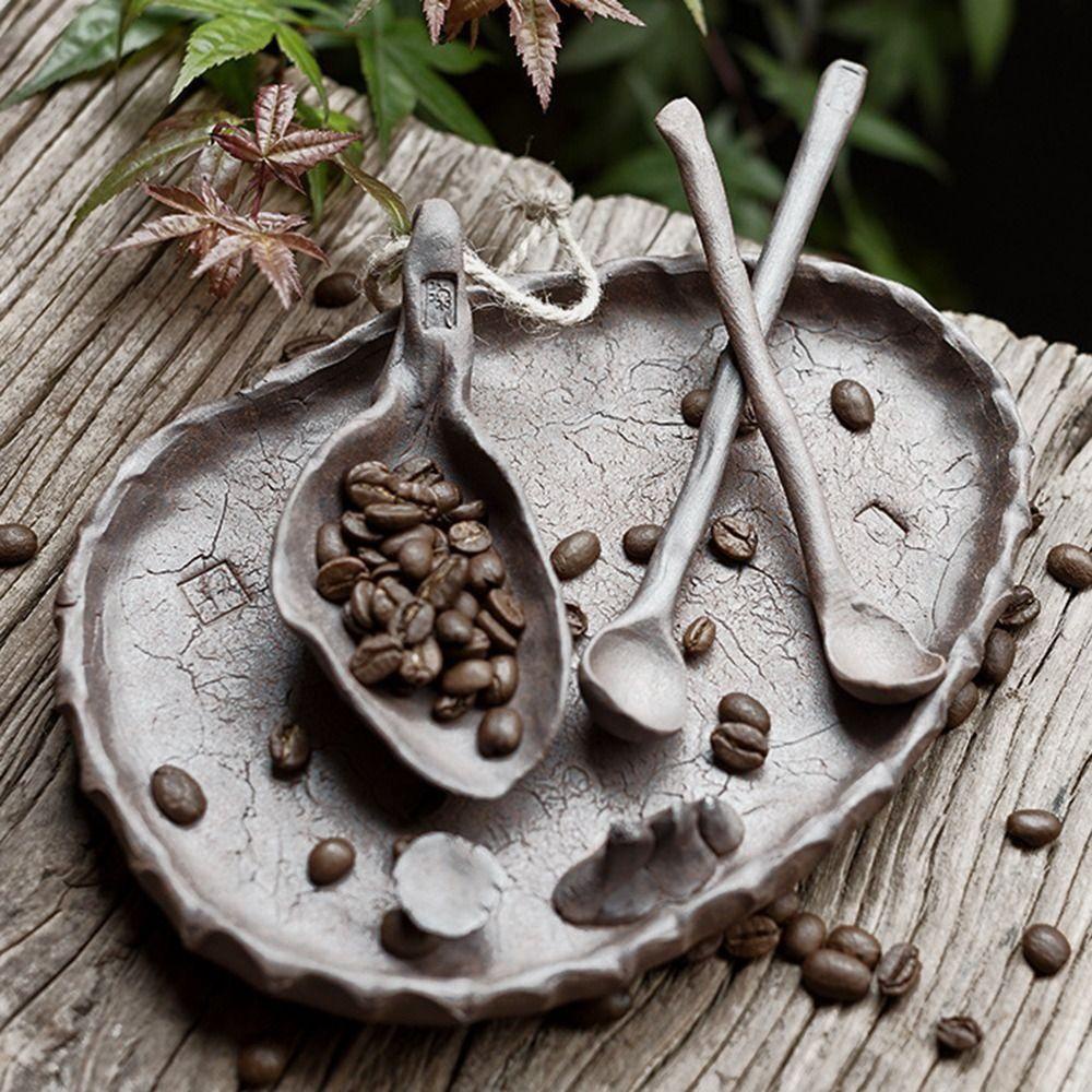 [Elegan] Sendok Kopi Aduk Keramik Retro Handmade Coffee Bean Scoop