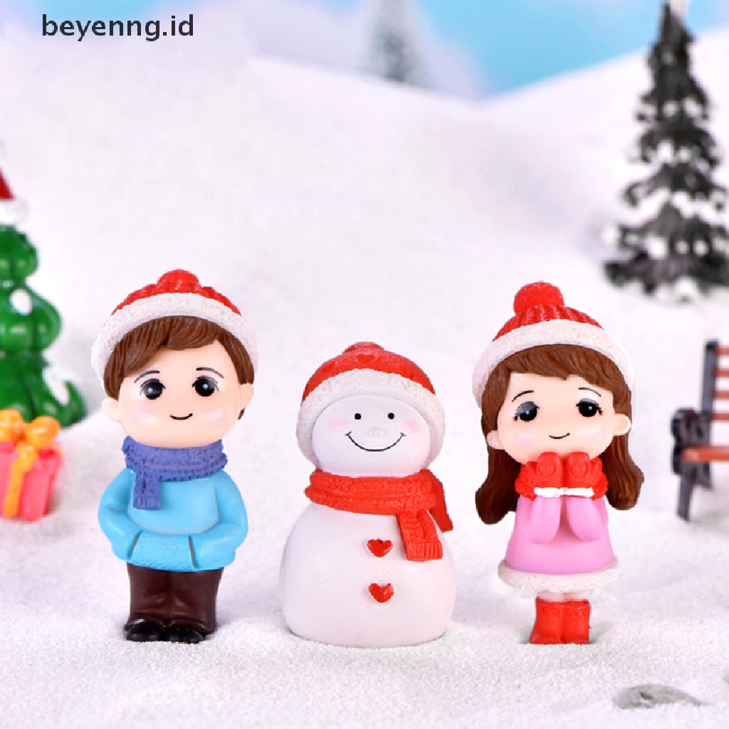 Beyen 3Pc Boneka Figure Pasangan Natal Mini DIY Dekorasi Taman Ornamen Miniatur ID