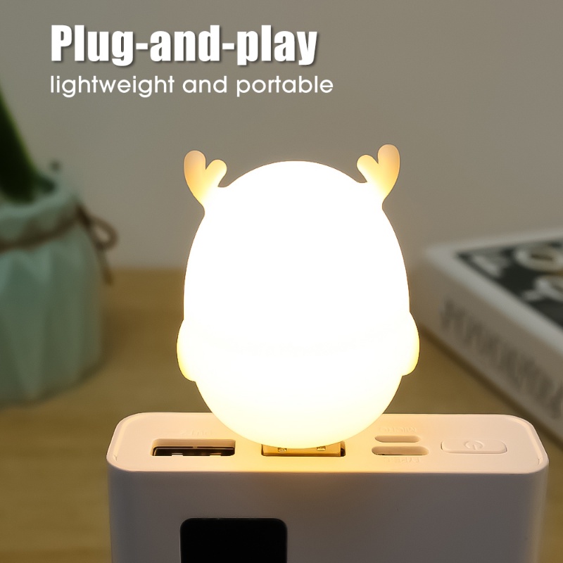 Lampu Malam LED USB Rusa Lucu/Buku Perlindungan Mata Mini Hemat Energi Lampu Baca Komputer Handphone Power Charging Plug Lights