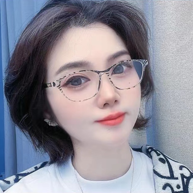 (YUZHU) Desain Mode Baru Bingkai Penuh Anti Cahaya Biru Kacamata Baca Wanita HD Leopard Reading Eyeglasses