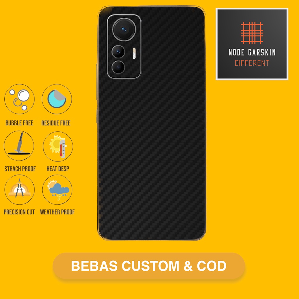 Garskin Skin Vinyl Xiaomi 12 Lite Mi 12 Lite Fullbody Atau Backonly - Bisa Custom - black carbon Cas