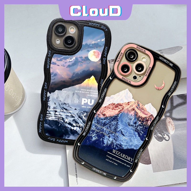 Pemandangan Wavy Edge Couple Case Redmi Note9 10s 11 10 11s 8 11Pro 9s 10Pro Max Redmi 9a1 10A 10C 9A 10 9T A1+9C NFC POCO X3 NFC Pro M3 Mi 11T Pro Snow Mountain Sunset Soft Sarung