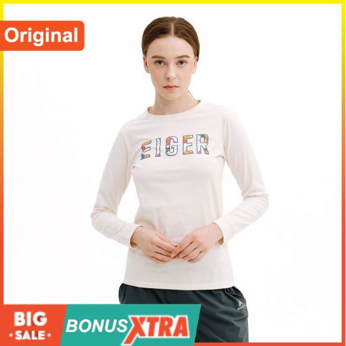 Kaos Cewek EIGER1989 FOGLIA WS LS White Putih 91000 6761 Original Keren - S