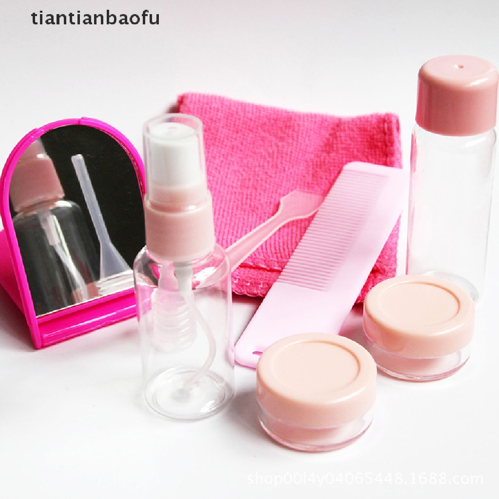 [tiantianbaofu] 7pcs/set Travel Botol Isi Ulang Botol Kosong Cream Lotion Emulsion Butik