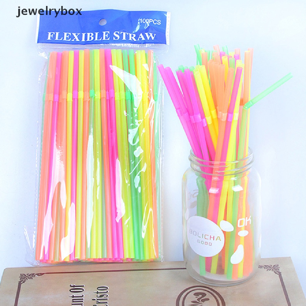 [jewelrybox] Sedotan Minum Fluorescent Bendable Sedotan Minuman Sekali Pakai Wedding Decor Boutique