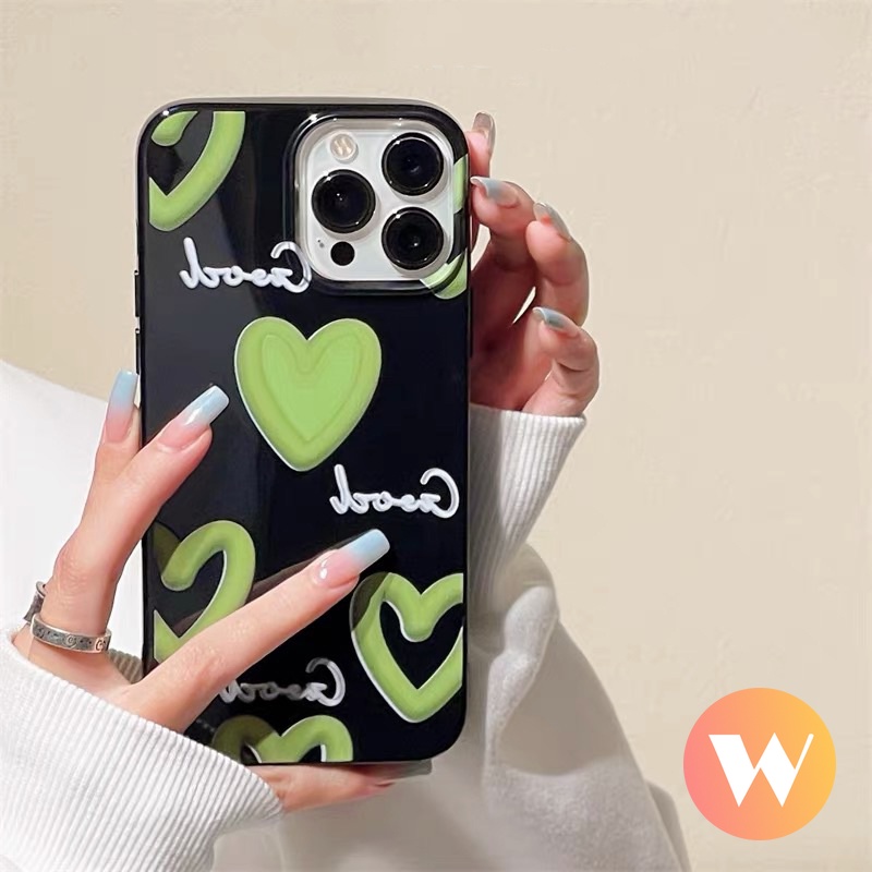 IPHONE Casing Ponsel Cinta Hati Graffiti Kartun Lucu Kompatibel Untuk Iphone11 14 12 13 Pro Max X7 8 6 6s Plus XR XS Max SE 2020 Shockproof TPU Lembut Glossy Halus Tahan Kotoran Back Cover