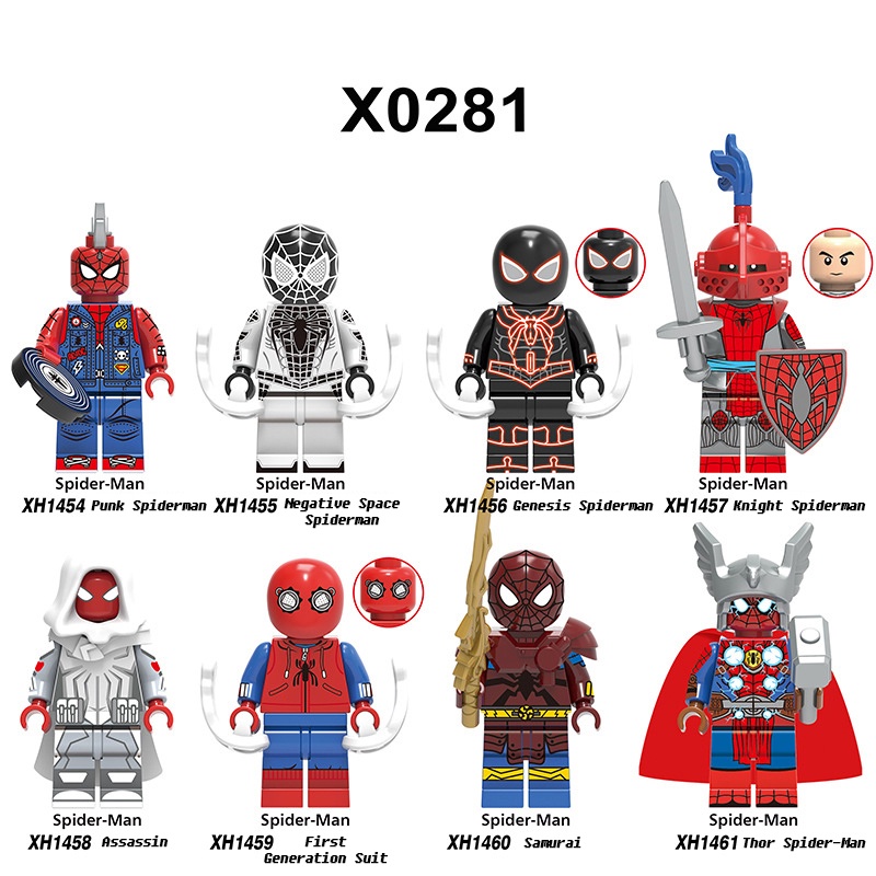 Spider-man Series Cyberpunk Spider-Man Sejajar Semesta Spider-Man Thor Spider-Man Captain America Spider-Man Boneka Mini-Boneka Rakitan Mainan Blok Bangunan