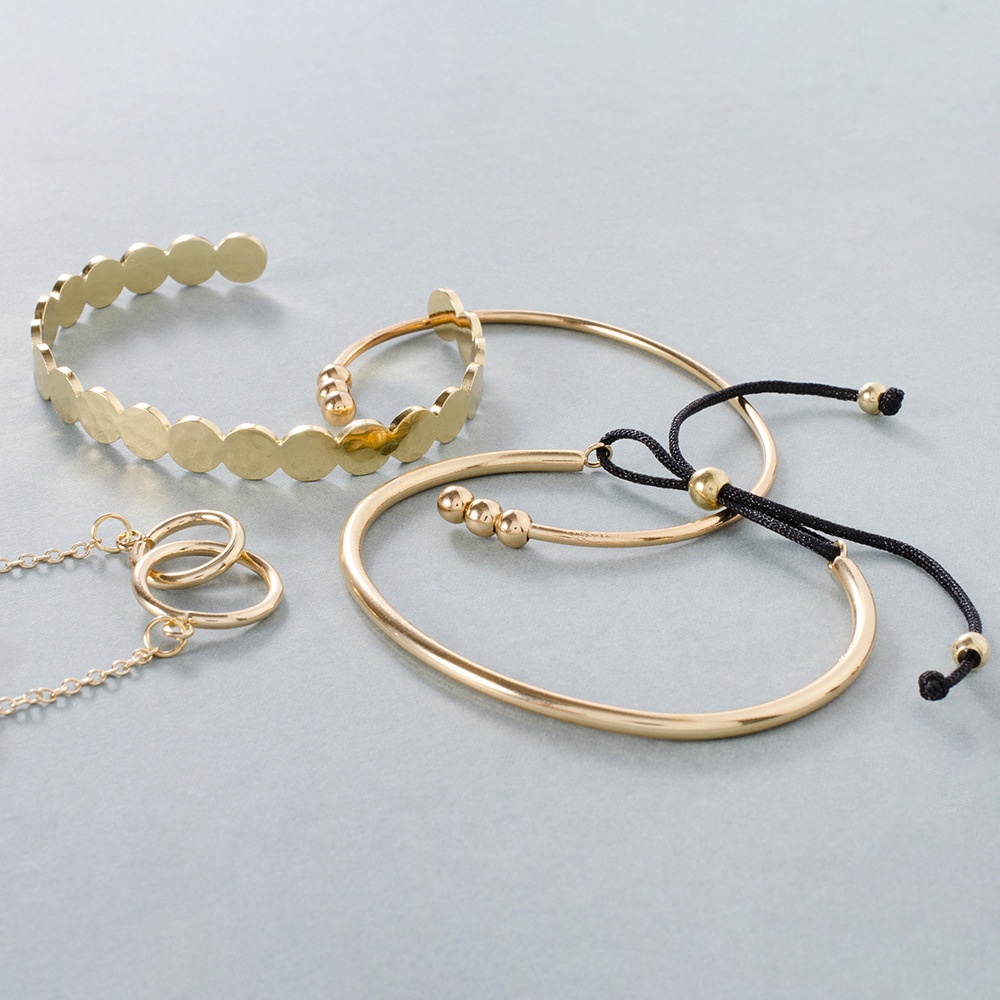 Modisfashion Desain Rasa Serut Kreatif Gelang Gaya Sederhana Geometris Bulat Gelang 4-piece Gelang Set