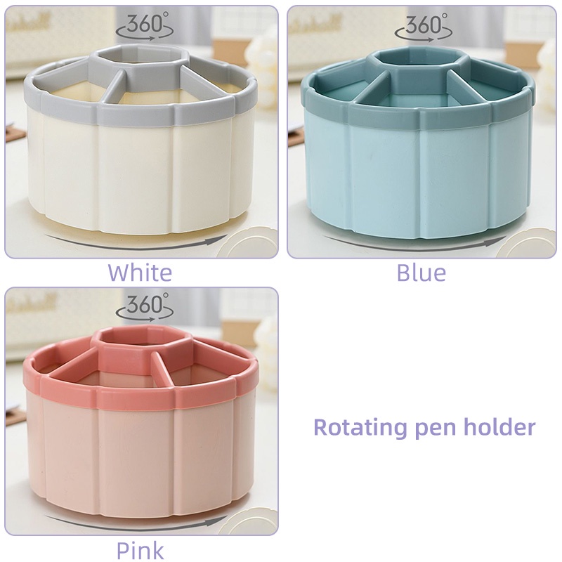 6slot Ringkas Rotatable Pen Holder Kapasitas Besar Desktop DIY Box