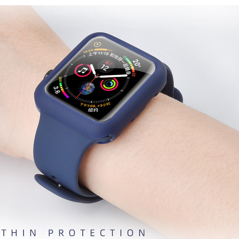 Cover Pelindung Layar Untuk A * ple Watch Case 45mm 41mm 44mm 40mm 42mm 38mm Soft Full TPU Silicone Case Untuk Seri Iwatch7 6 5 4 3