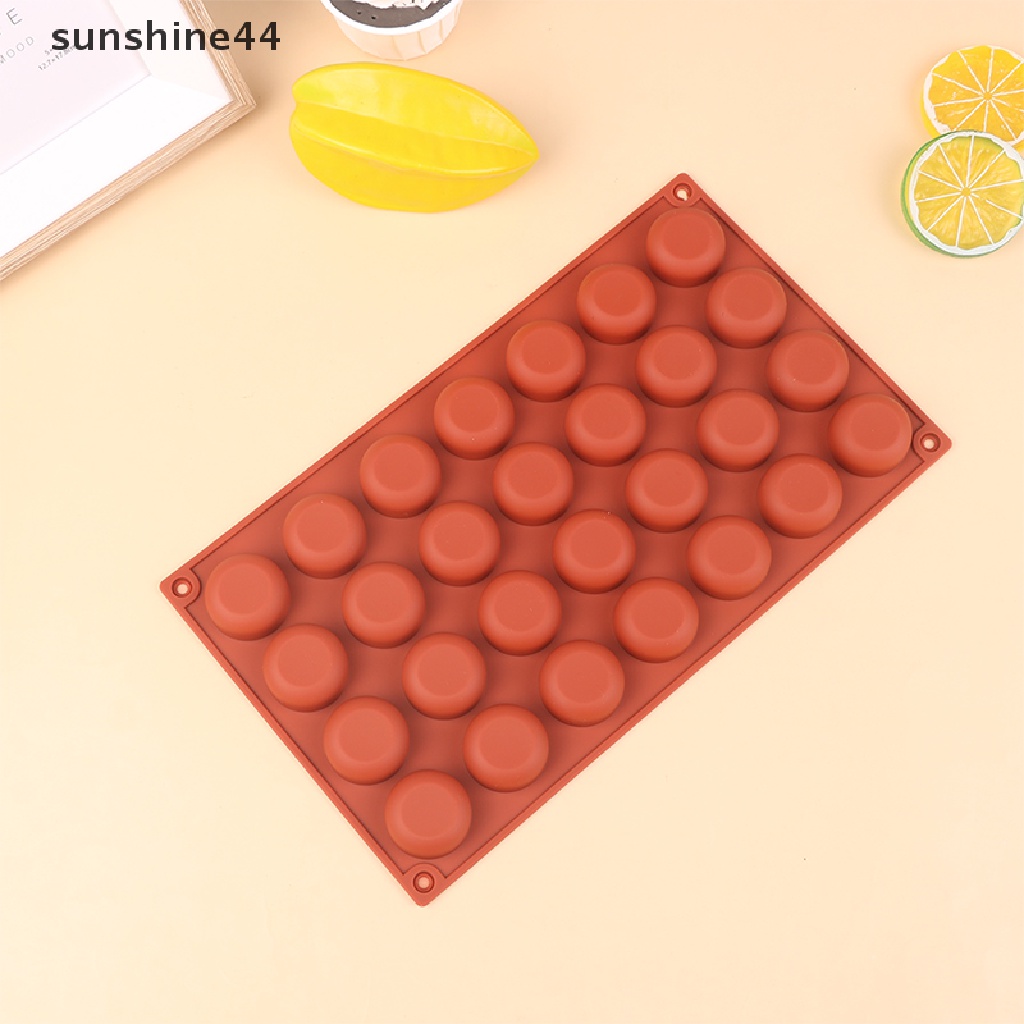 Sunshine 1Pc 28rongga Oblate Bentuk Bulat Cetakan Silikon Kue Mousse Tools Baking Mould ID