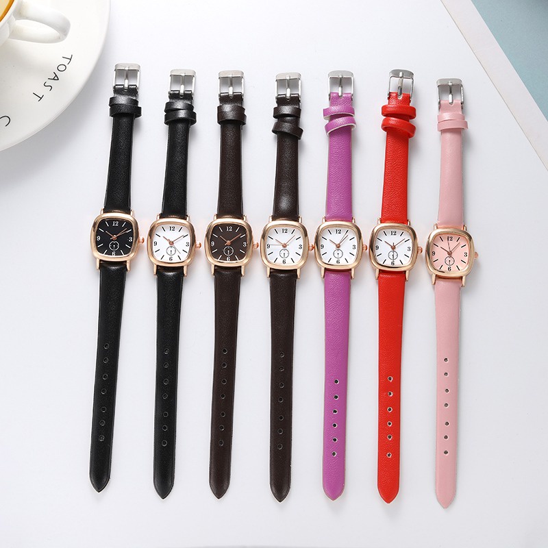 HBS 179 Jam Tangan Strap PU Analog Casual Gaya Retro Untuk Wanita Watch Korean Fashion