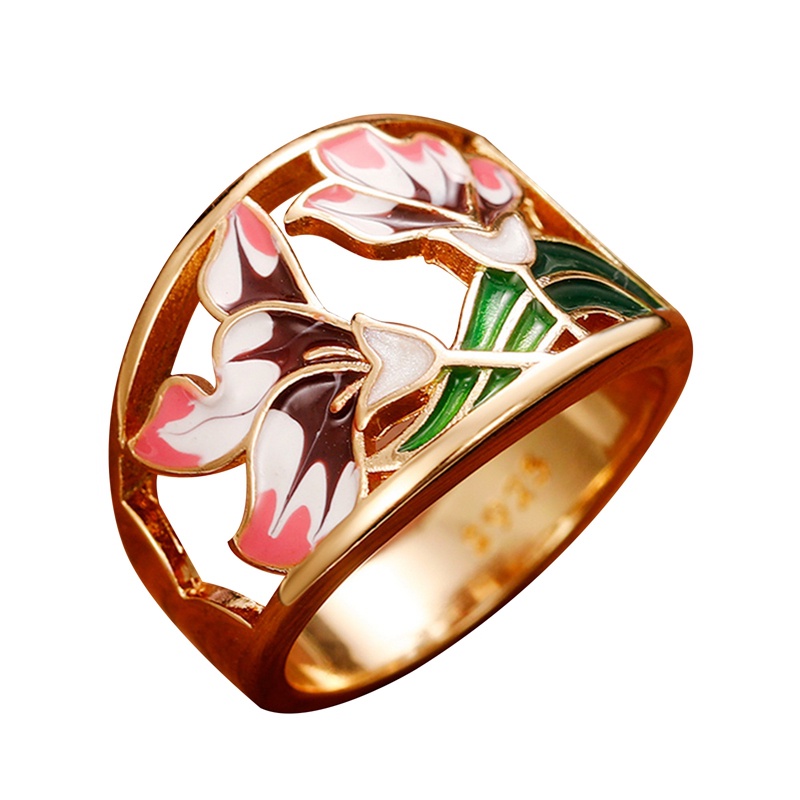 Cincin Bunga Enamel Buatan Tangan Kreatif Wanita Untuk Pesta Upacara Pernikahan Warna Cerah Perhiasan Jari Fashion