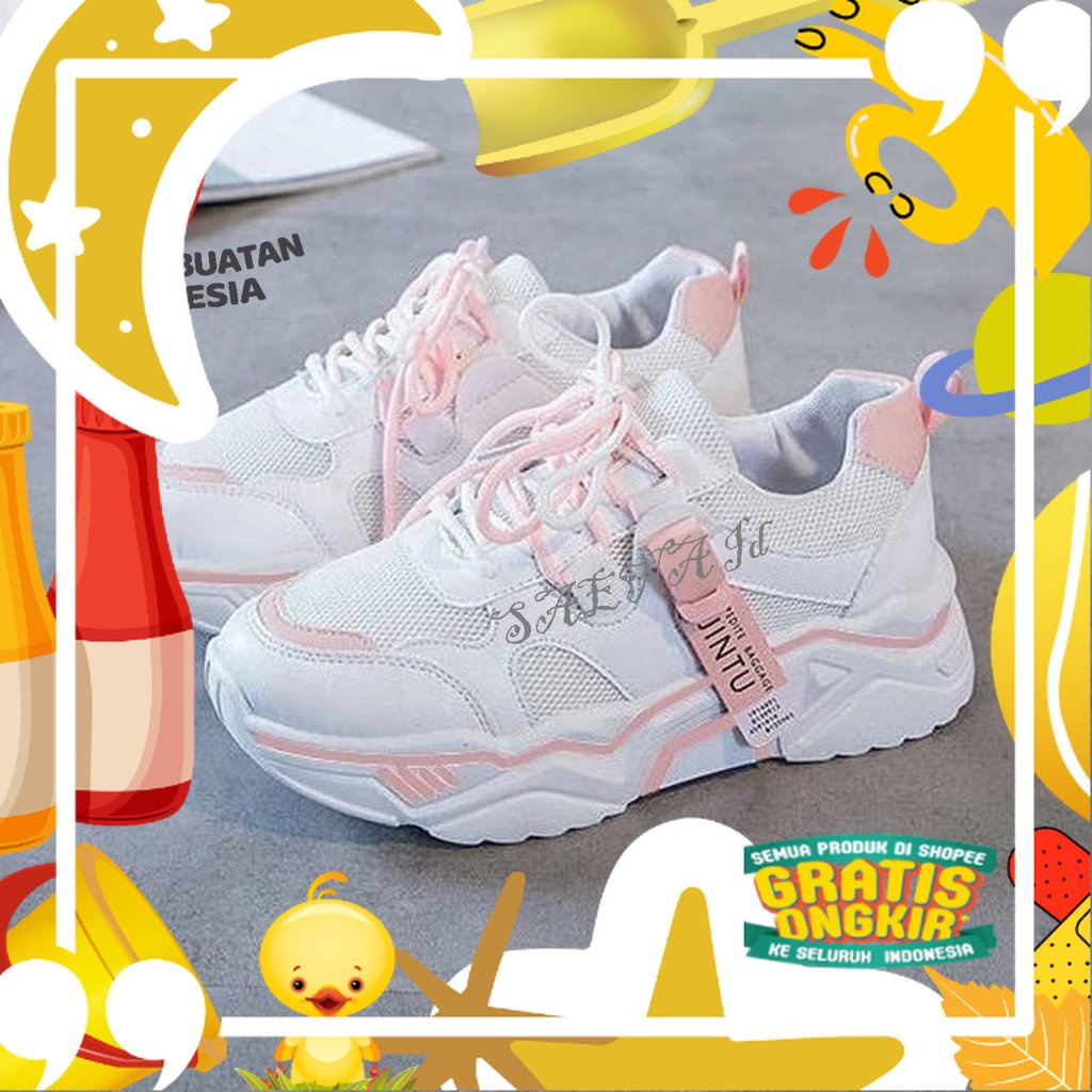 Grosir_Sepatu_Shop-Sepatu Wanita Sneakres JINTU Sport Fashion Terbaru By COD J&T/ hitam oren ungu to