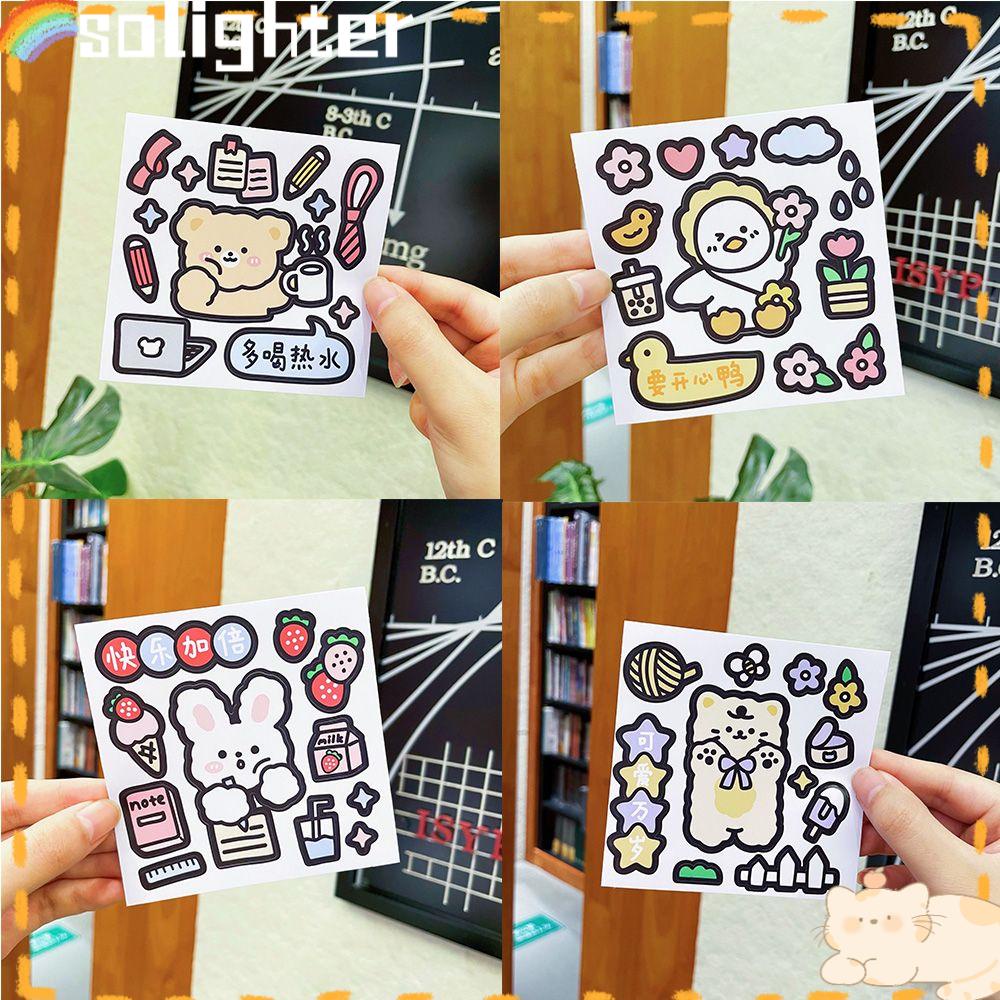 Solighter Stiker Dekorasi Cangkir Air Notebook Kelinci PVC Handphone Waterproof