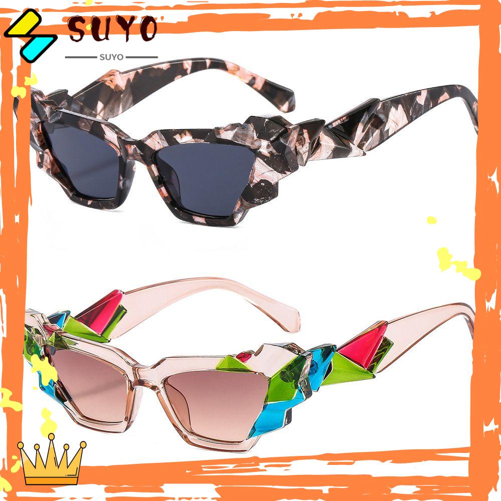 Suyo Kacamata Hitam Mata Kucing Retro Gradasi Warna Permen Unik Wanita Shades