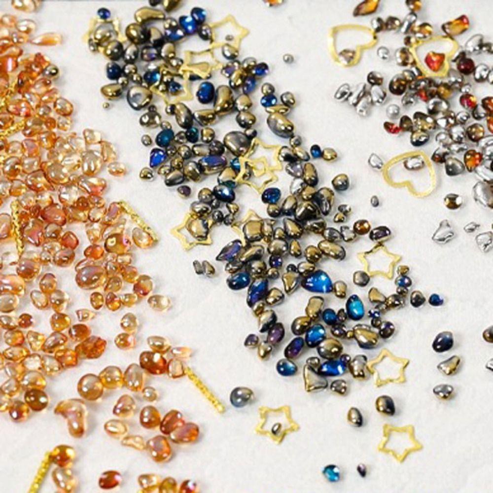 Agustina Retro Manicure Aksesoris Mutiara Kristal Shell Berbagai Paduan Melengkung Bar Berlian Perhiasan Tidak Teratur Bingkai Logam Kuku Berlian Imitasi Ornamen