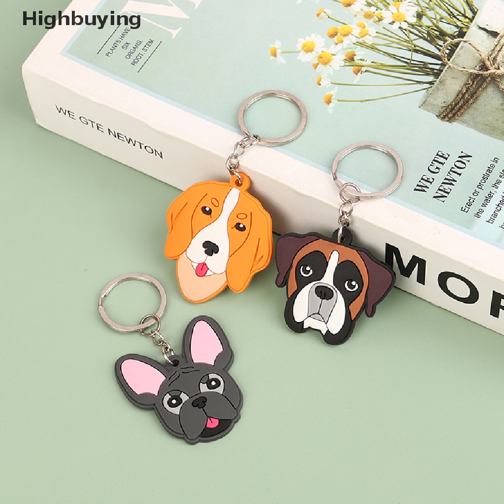 Hbid 1pc Gantungan Kunci PVC Lucu Hewan Kartun keychain Indah mini Bentuk Anjing key holder Cocok Wanita Pria Anak Kunci Aksesoris Glory