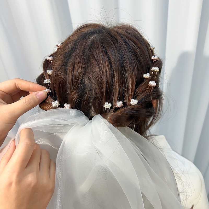 6 Pcs/Set Mewah Putri Styling Rambut Garpu Wanita Elegan Prom Rambut Klip Gadis Bunga Berlian Imitasi Dekorasi Hiasan Kepala Fashion Mutiara Bridal Jepit Rambut