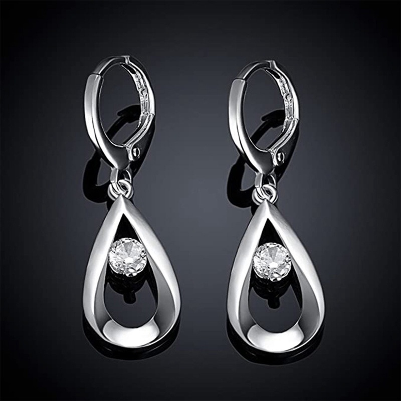 Wanita Drop Earrings925 Sterling Silver Teardrop Berlian Hoop Menjuntai Earrings Aksesoris Fashion