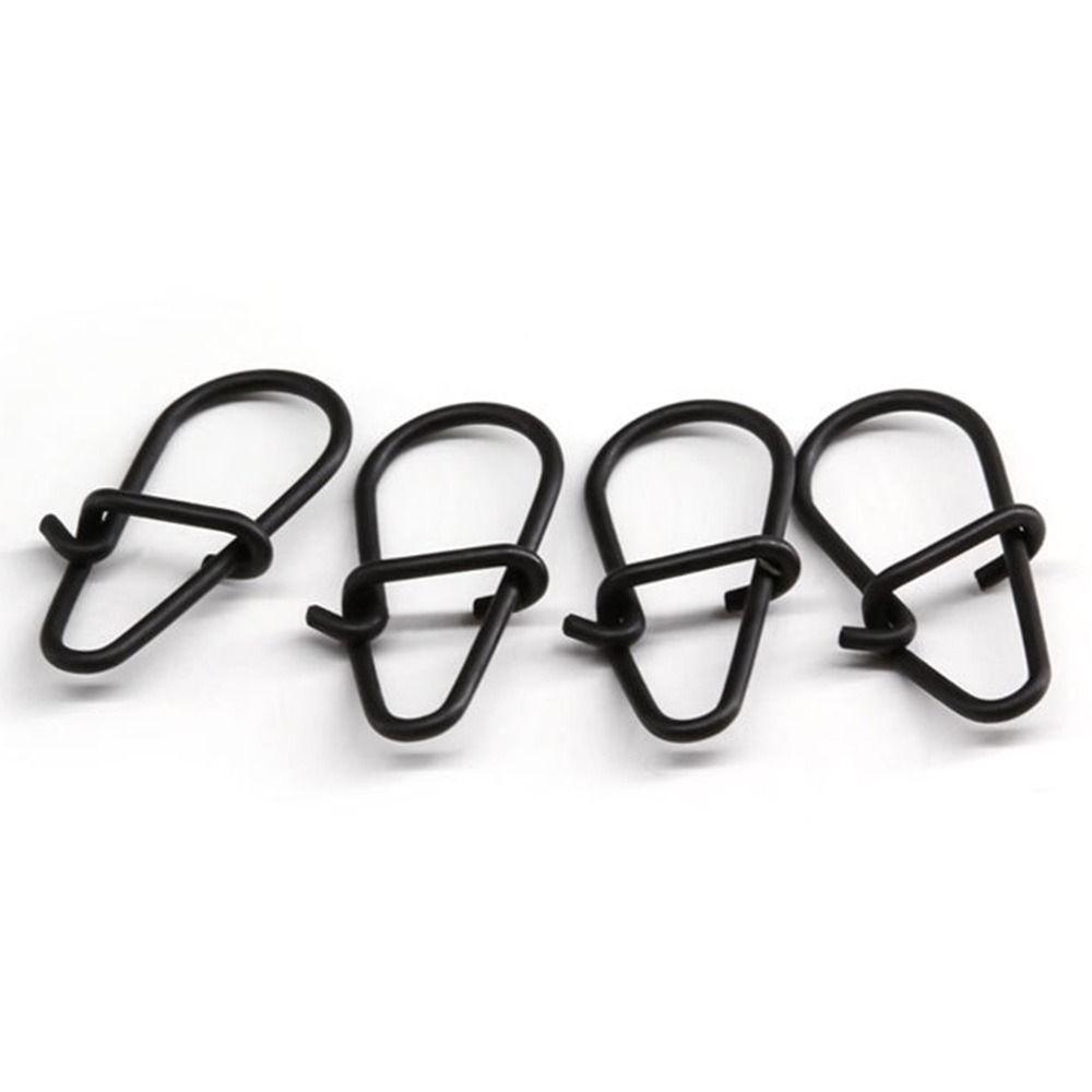 Chookyy 100 Pcs Memancing Gantung Snap Matte Hitam Kualitas Tinggi Fast lock Stainless Steel Tahan Lama Oval Split Rings