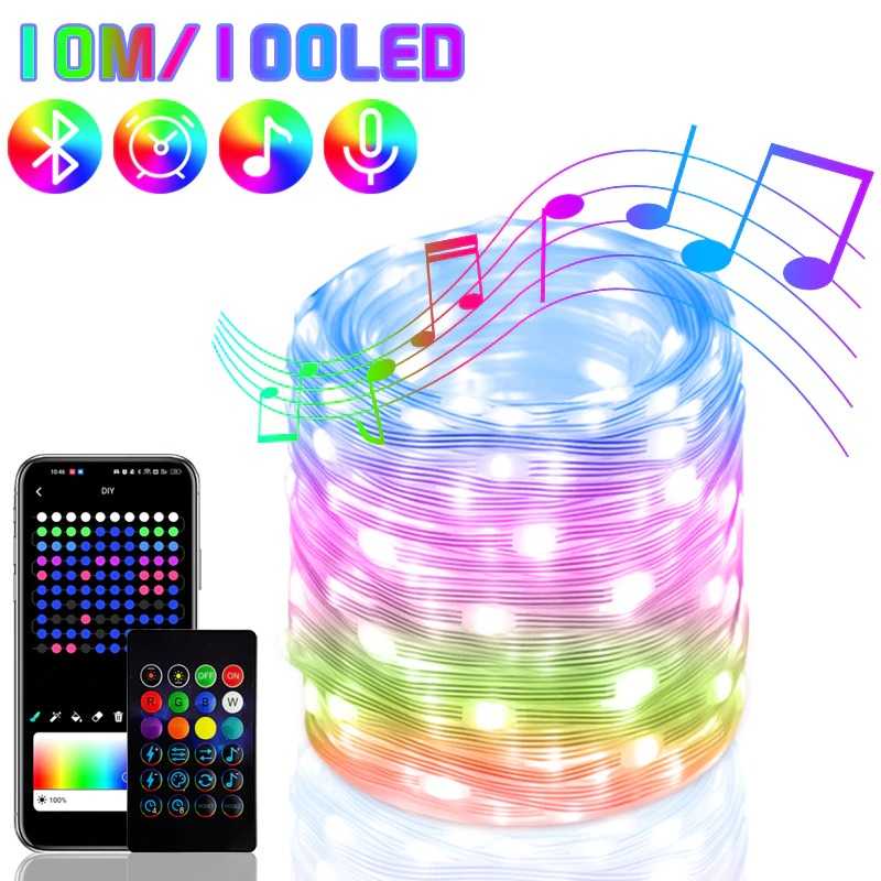 (BISA COD) FTIHSHP FLOVE Lampu Hias String Lights RGB Smart Bluetooth with Remote Control - FL22