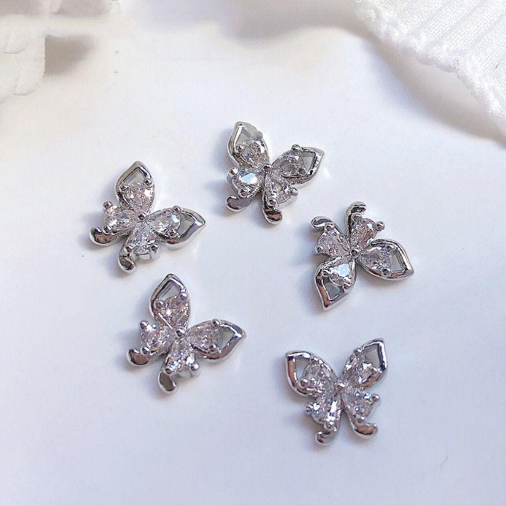 AUGUSTINA Augustina Dekorasi Nail Art 3D Kristal Silver Alloy Zircon Pesona Kuku