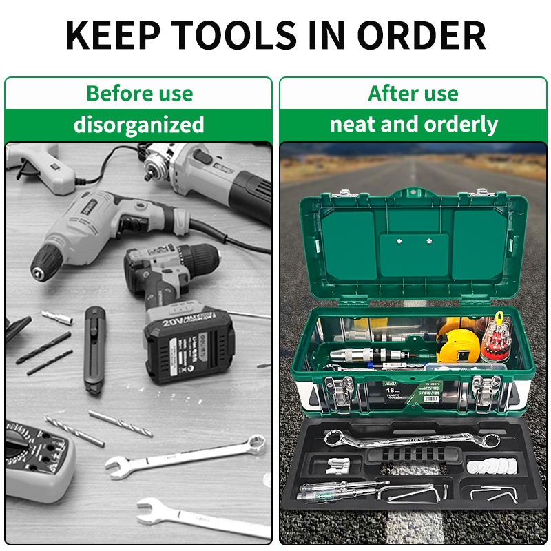 ISKU Tool box Besar stainlees 15 18 20 inch tahan lama toolbox kotak peralatan perkakas besi tahan karat alat box