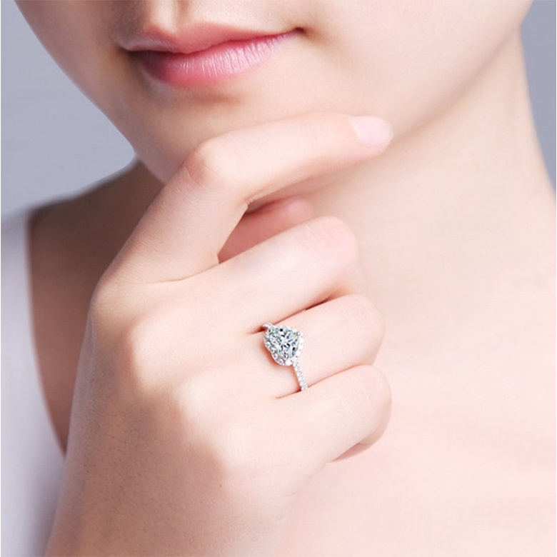 Goldkingdom Aksesoris Perhiasan Fashion Ready Stock Cincin Hati Permata Kecil Eropa Dan Amerika Untuk Wanita