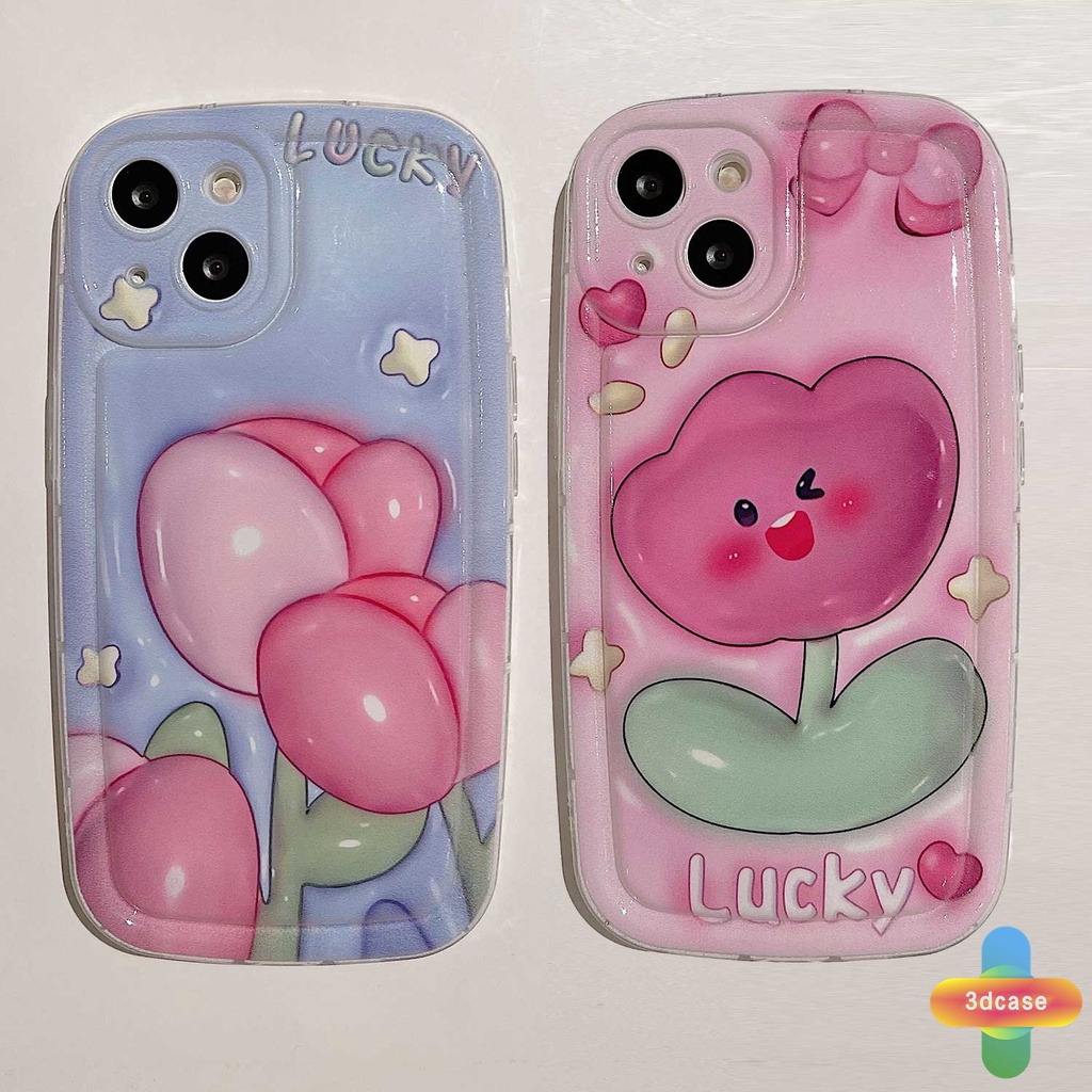 IPHONE Kompatibel Untuk Iphone12 11 13 14 PRO Max6 7 6S 8 14 Plus X XR XS MAX 11 12 13 SE 2020 6SPlus 7Plus 6Plus Smiley flower Perlindungan Lensa Bantalan Udara Puffer Soft TPU Case