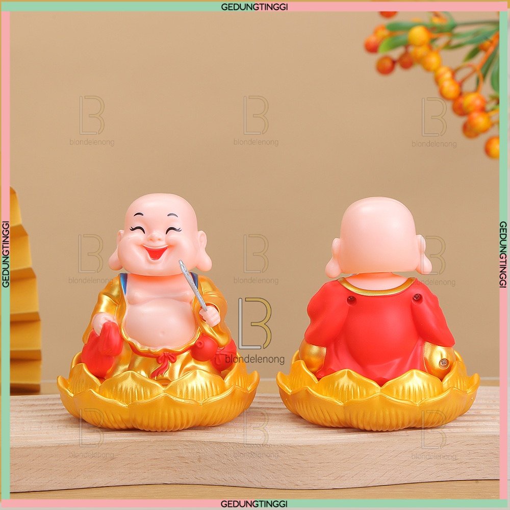 Pajangan Patung Hiasan Boneka Dewa Maitreya Julaihut Milefo Sakyamuni Biksu Fortune Rejeki Rezeki Fengshui Feng Shui Buddha Budha Rupang Amitabha Statue Decoration Keberuntungan Goyang Bergerak Mainan Di Dashboard Mobil Solar Baterai Mini Kecil Besar Cina