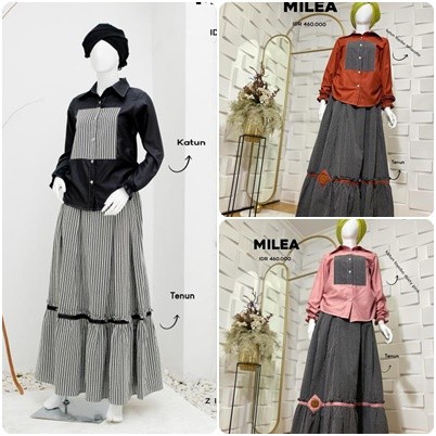 ✨LARIS✨ -BUTIK SASMAYA Setelan Rok Wanita Milea Set By ZISHEERI Original COD - Merah Muda, M- 1.2.23