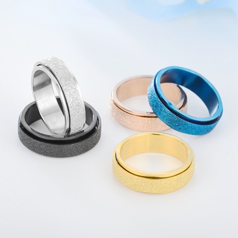 Trendy Frosted Cincin Untuk Wanita Pria Anti-Kecemasan Melepaskan Tekanan Berputar Rings Aksesoris Perhiasan