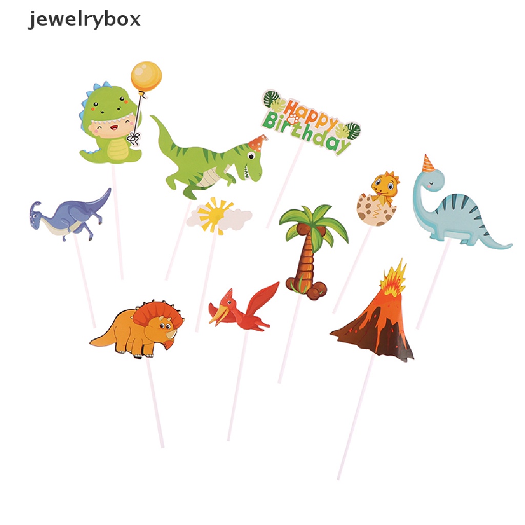 [jewelrybox] 1set Topper Kue Ulang Tahun Dinosaurus Hutan Dekorasi Kue Dino Perlengkapan Pesta Butik