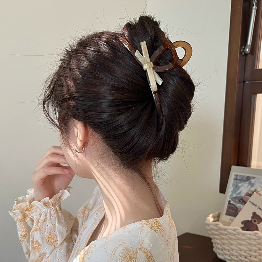 Korea Akrilik Transparan Busur Rambut Klip Hair Claw Woman Elegan Hairpin Aksesoris Rambut