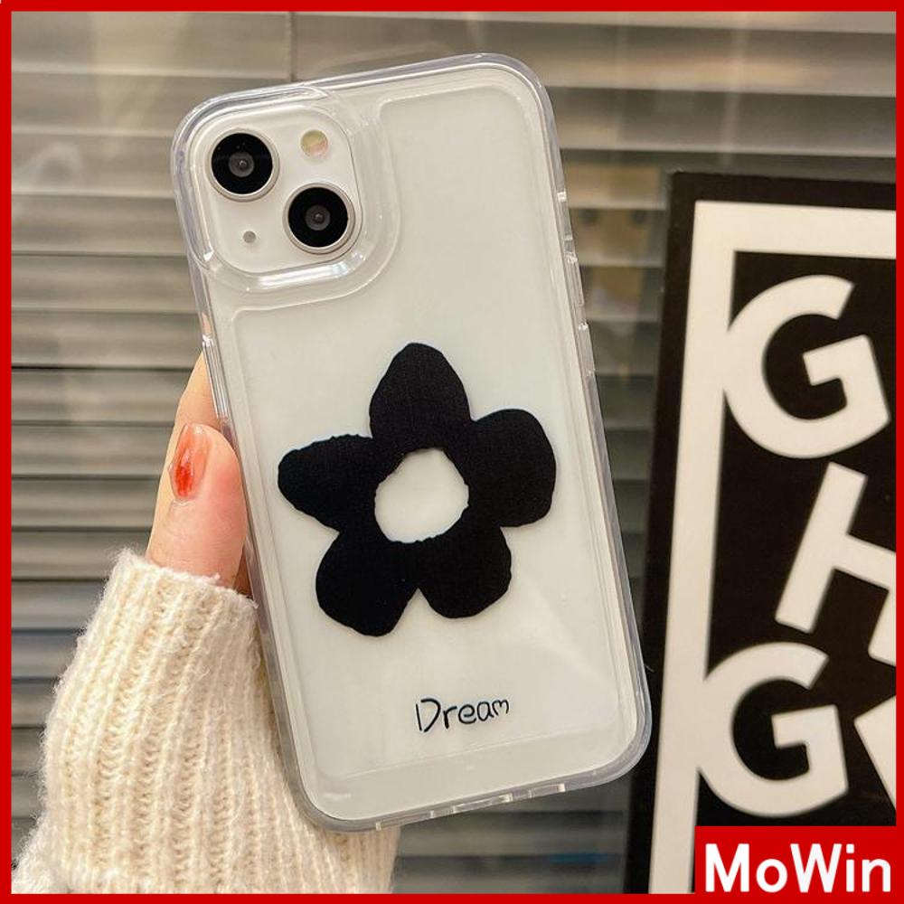 For iPhone 14 Pro Max iPhone Case Soft Case TPU Clear Case Plating Button Shockproof A Black Flower Simple Compatible For iPhone 13 Pro Max 12 Pro Max 11 Pro Max 7plus XR xs max