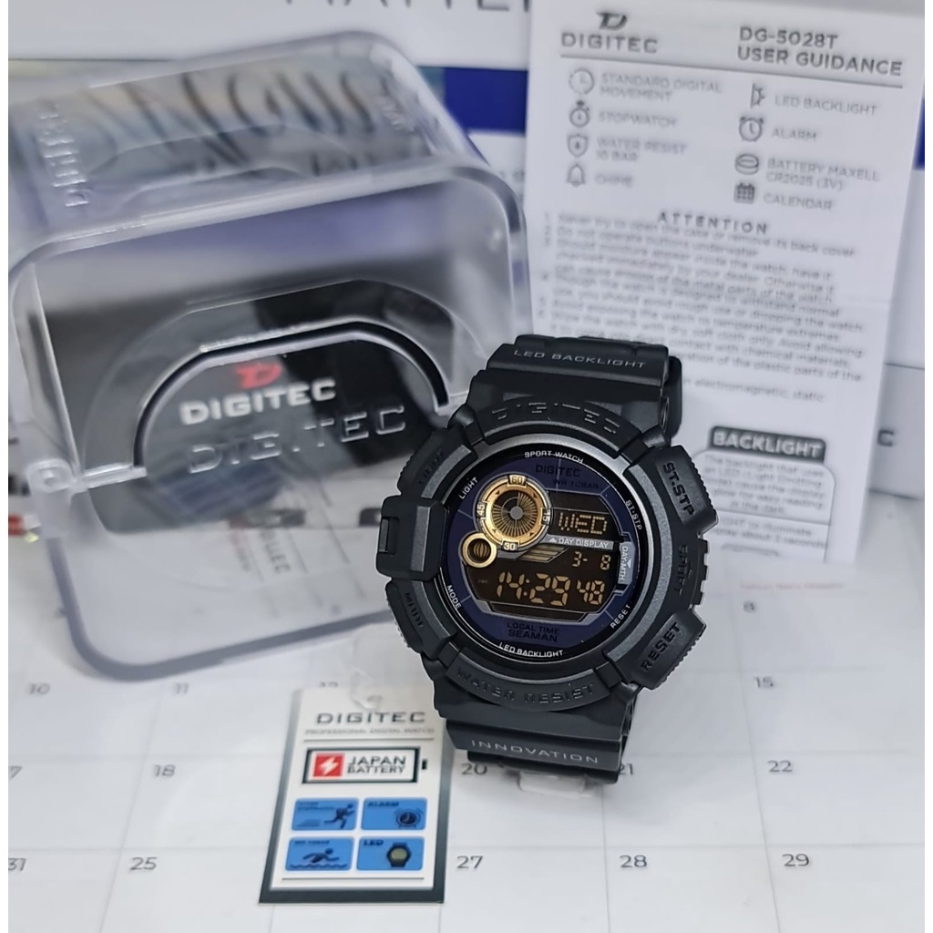 Jam Tangan Pria Digital Digitec 5028 Rubber Original Tahan Air