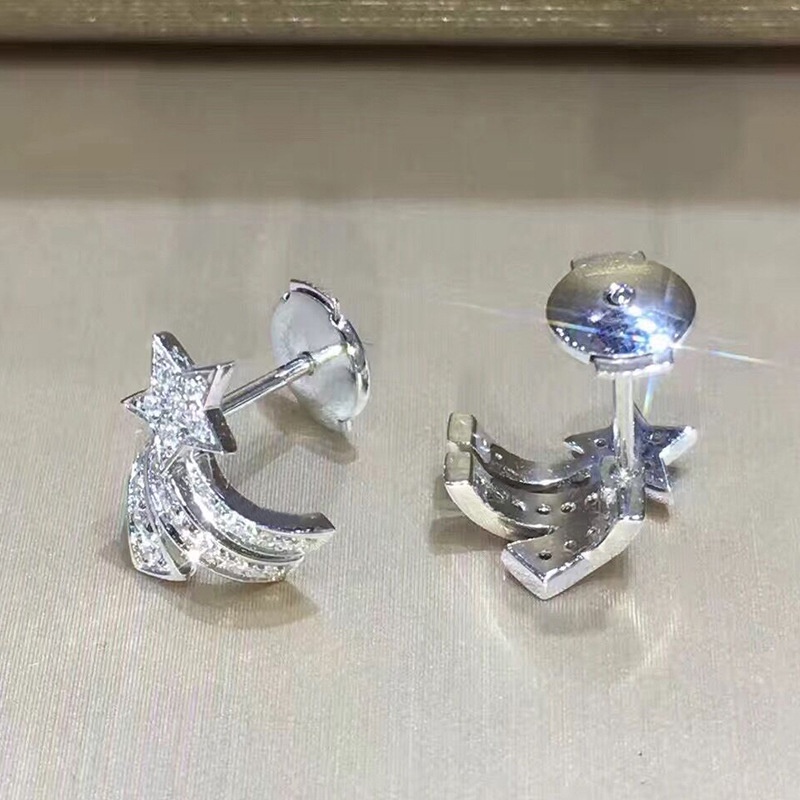 Goldkingdom Fashion Perhiasan Aksesoris Ready Stock Berlapis Emas Asli Kadar 375 Grup Anting Mosanite Bintang Anting Anting Anting Liontin Perhiasan Pernikahan Gaya Wanita