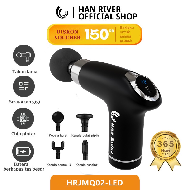 HAN RIVER Alat pijat   MASSAGE GUN - DEEP TISSUE MUSCLE MASSAGER GUN-HITAM