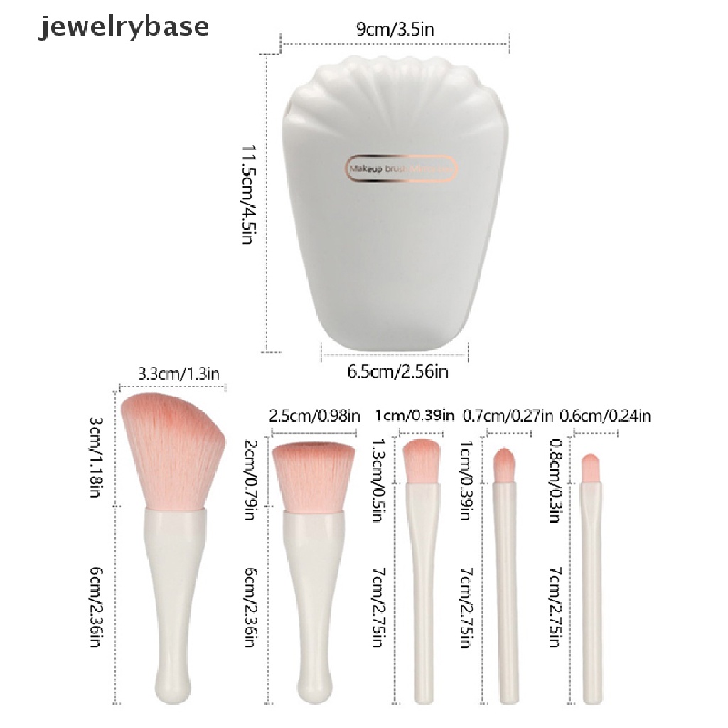 [jewelrybase] 5pcs/set Makeup Brushes Kosmetik Bedak Eye Shadow Brush Dengan Kotak Dan Cermin Butik