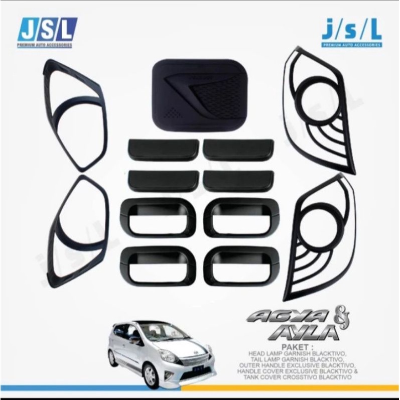 paket garnish outer handle tank cover hitam doff Ayla 2012-2016 Variasi mobil
