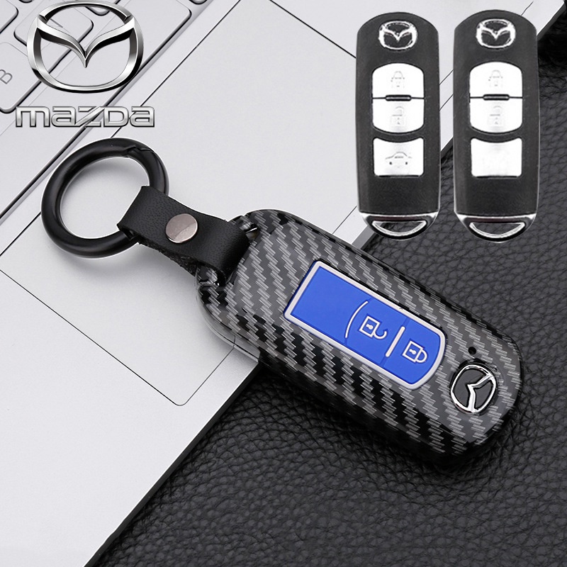 Cover Kunci Mobil Mazda Carbon Fiber Car Key Cover Case Cocok Untuk Aksesoris Mazda 2 3 5 6 2017 Cx-4 Cx-5 Cx-7 Cx-9 Cx-3 Cx 5 2 Tombol