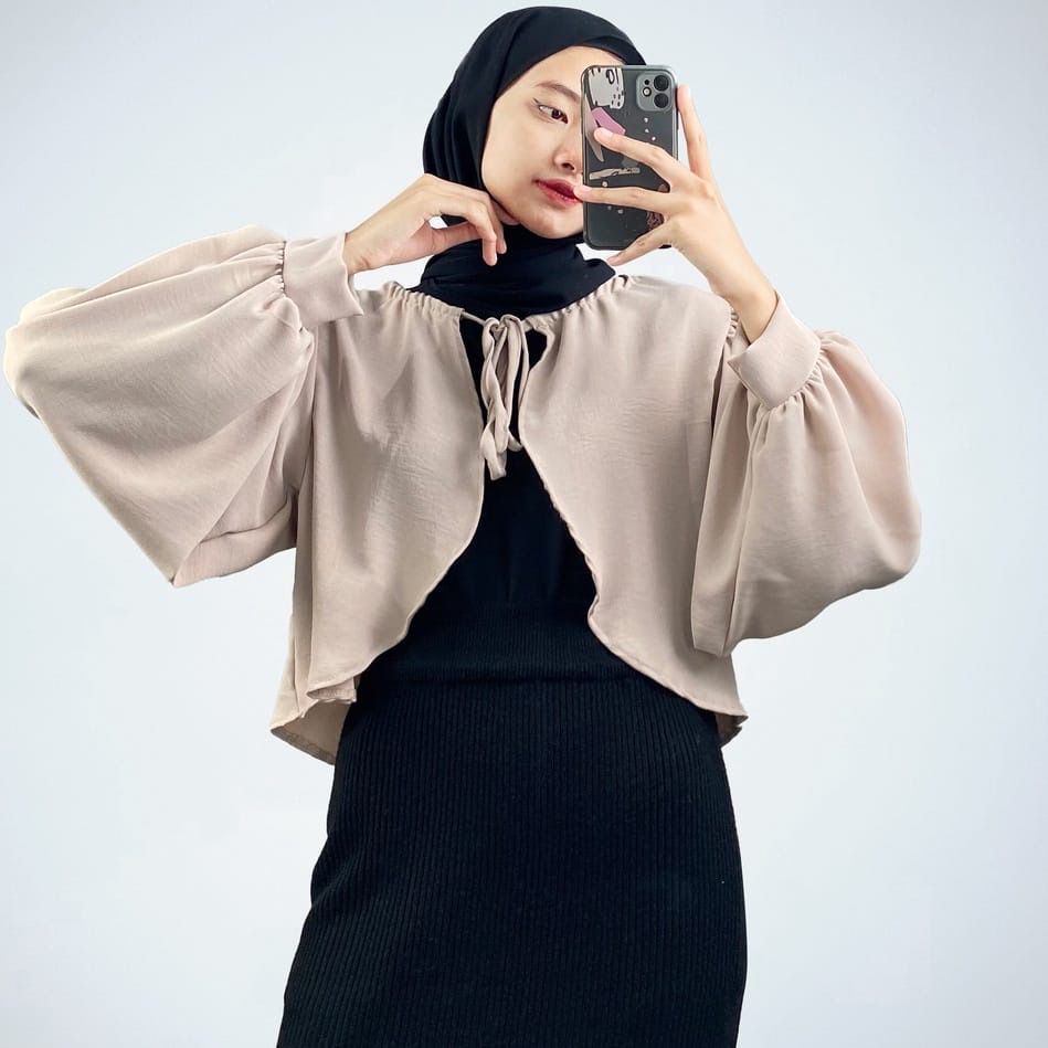 BEFAST - ZFS CARDIGAN KINA / MORINA CRINCLE OUTER / OOTD Wanita Ala Style Korean / Pakaian Kekinian Remaja ABG Trendy / Outer Crop Polos / Fashion Wanita Hijab Style Terlaris / Cardigan Tali Ikat Depan