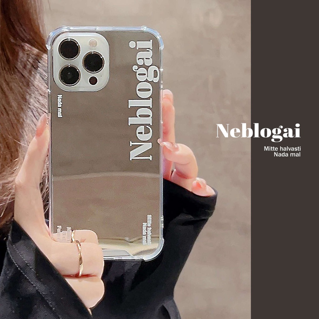 Ins Sederhana Huruf Putih Polos Transparan Make Up Mirror Case Untuk Iphone SE 2020 7 /8 Plus 14x XR XM 11 12 MINI 13 PRO MAX Casing Cover Pelindung AT0099